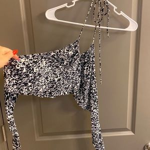black and white halter crop top